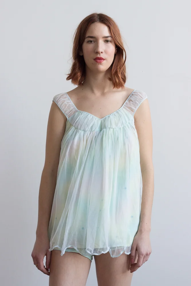 1960s Cotton and Mesh Baby Doll Lingerie Set Wayward Collection